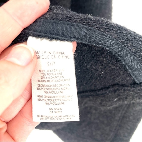 THEORY Riva Classic Cashmere Wool Charcoal Grey Open Cardigan Collared Sweater - Picture 5 of 7